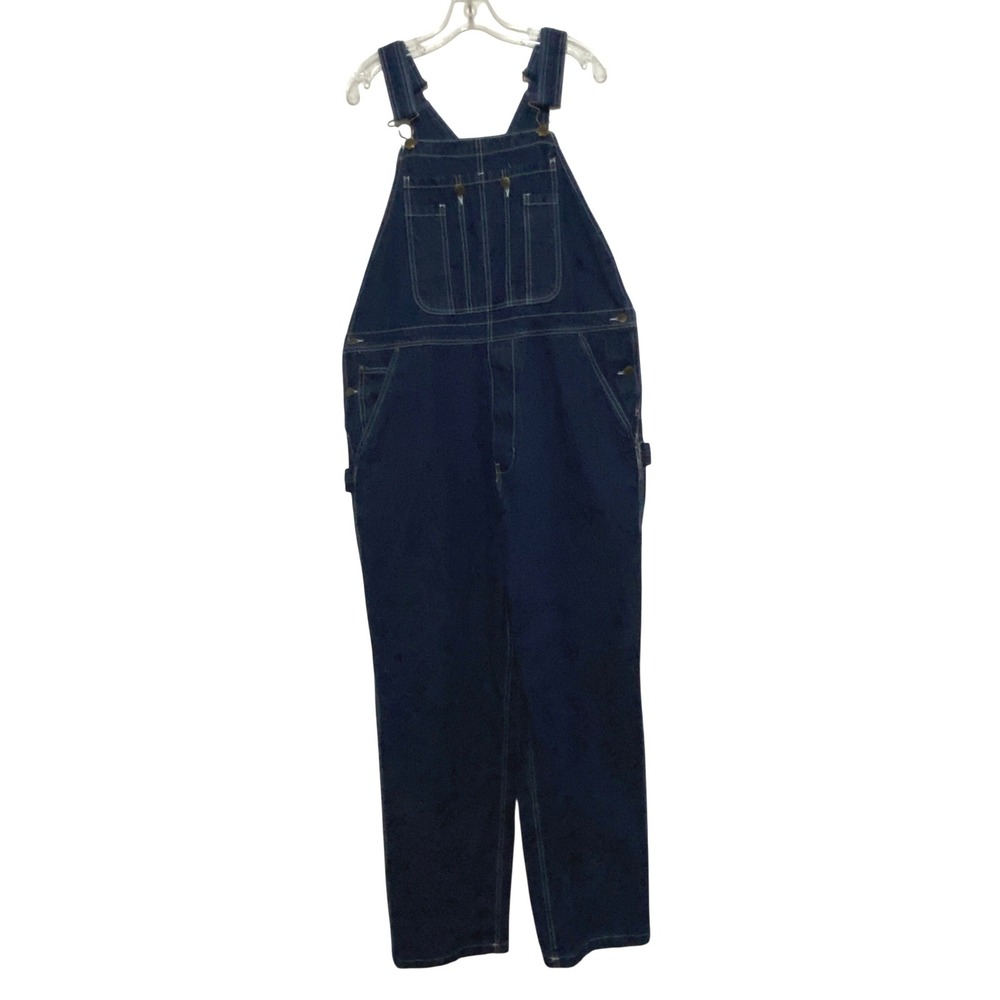 Gravel Gear Mens Denim Bib Overalls Dark Wash 44x32 Workwear Carpenter Rustic